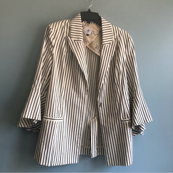 CAbi Ticking Stripe Blazer w/Bell Sleeves S - Picture 5 of 10